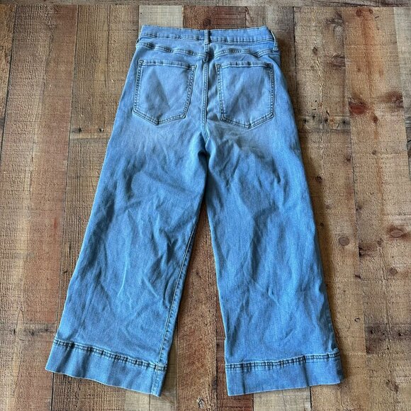 Banana Republic Women's 6 High Waisted Wide Leg Cropped Trousers in Medium Blue - Picture 7 of 7